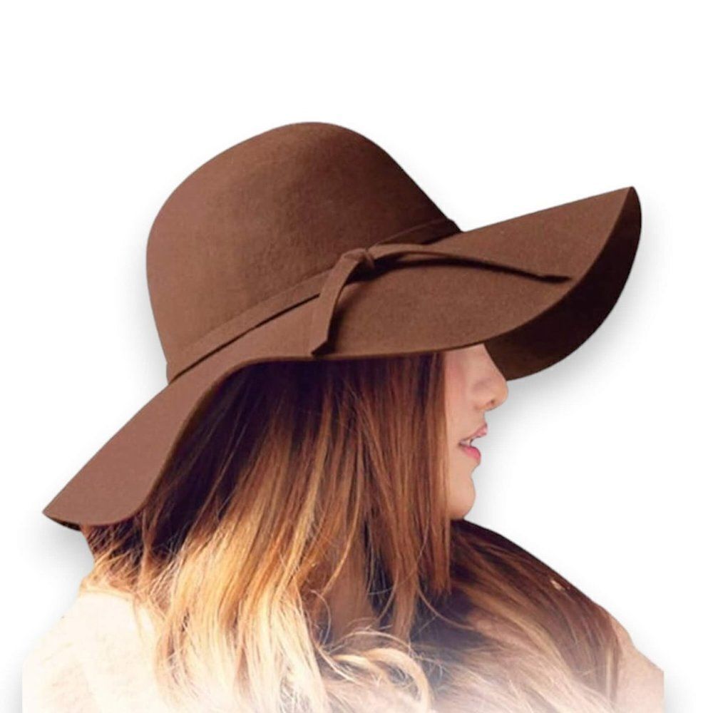 Dark Brown Wide Brim Felt Floppy Hat-NWT